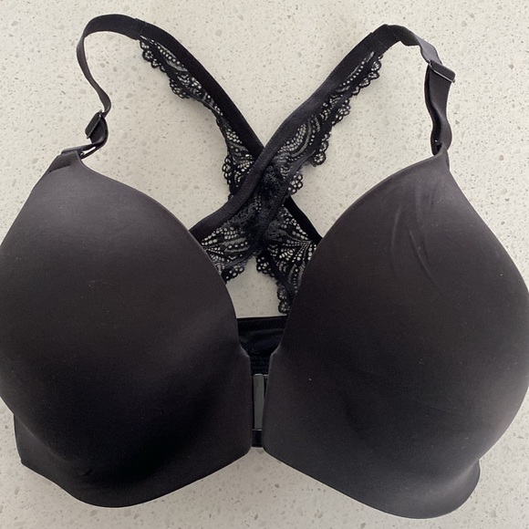 SOMA ENBLISS LUXE Front-Close Lace-Back Bra BLACK 36DDD 36F racer cross - Picture 3 of 4